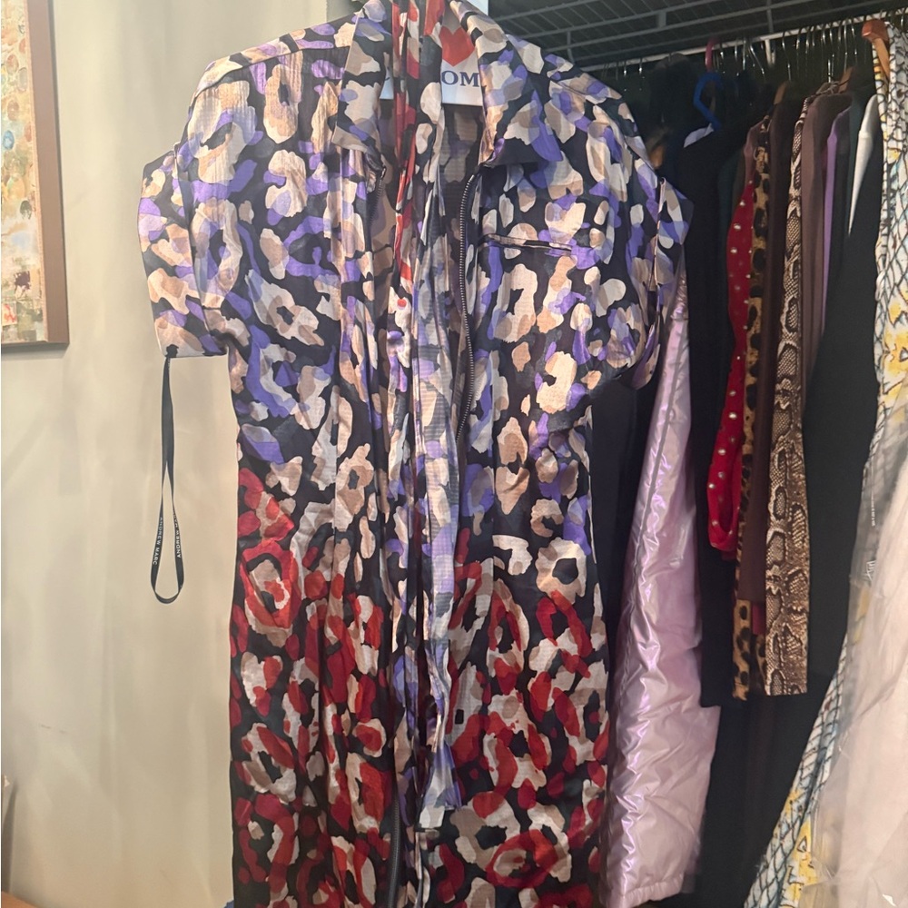 Andrew Marc Purple and Tan Print Dress